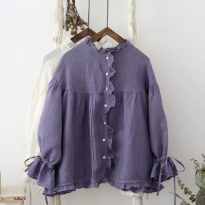 Beautiful Linen Ruffle Shirt